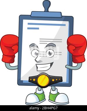 Un sport médical note boxe athlète dessin de bande dessinée mascotte style Illustration de Vecteur