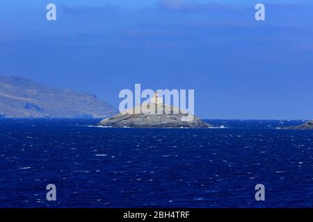 Phare de Disvato, île de Tinos, Grèce, Europe Banque D'Images