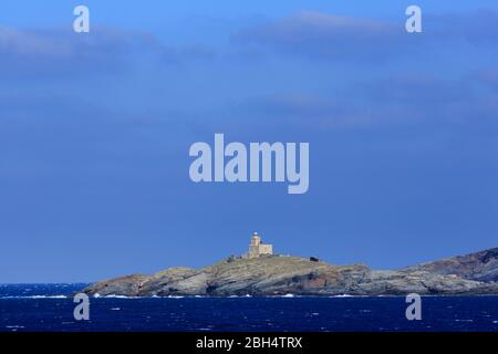 Phare de Disvato, île de Tinos, Grèce, Europe Banque D'Images