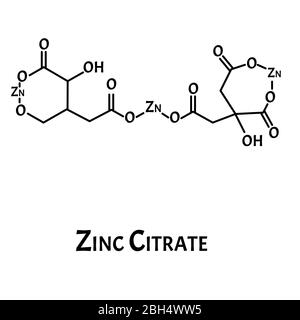 Le citrate de zinc est une formule chimique moléculaire. Infographies du zinc. Illustration vectorielle sur un arrière-plan isolé. Illustration de Vecteur