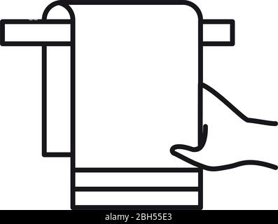 main avec l'icône de serviette de main sur le bakground blanc, style de ligne, illustration vectorielle Illustration de Vecteur
