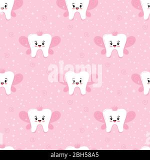 Motif à motif vectoriel et motif fée à motif à motif dents mignons. Illustration de Vecteur