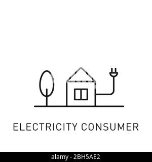 Icône de ligne fine consommateur d'électricité. Élément de conception pour les énergies renouvelables, la technologie verte. Illustration vectorielle. Illustration de Vecteur