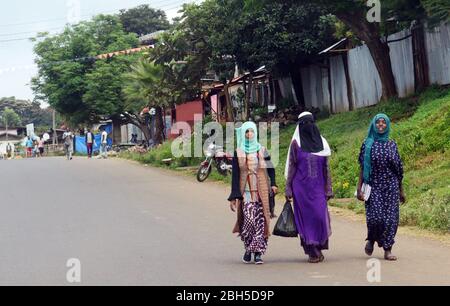 Femme musulmane éthiopienne dans la région d'Oromia du Sud. Banque D'Images