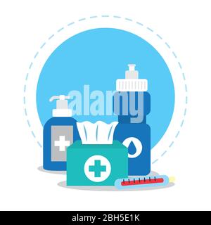 nettoyage de l'icône de la boîte de produits médicaux et de tissus sur fond blanc, design coloré, illustration vectorielle Illustration de Vecteur