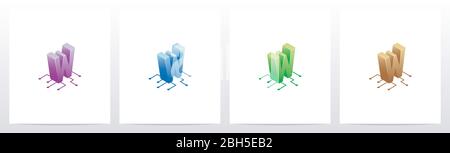 Conception W du logo lettre aux nœuds du circuit numérique Illustration de Vecteur