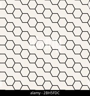 Motif géométrique vectoriel sans couture. Répétition de l'arrière-plan abstrait des lignes fines. Motif hexagonal en mosaïque noir et blanc. Carreaux solantés modernes texture. Illustration de Vecteur