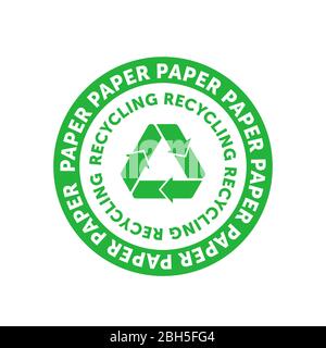 Logo en forme de cercle vert en papier recyclé avec bande, bande ou boucle Mobius. Élément de conception pour le conditionnement de matériel de conception et de promotion. Illustration vectorielle. Illustration de Vecteur