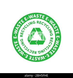 Recyclage du badge circulaire vert e-déchet avec bande, bande ou boucle Mobius. Élément de conception pour le conditionnement de matériel de conception et de promotion. Vecteur Illustration de Vecteur