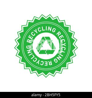 Recyclage du badge étoile verte avec la bande Mobius. Élément de conception pour le conditionnement de matériel de conception et de promotion. Illustration vectorielle. Illustration de Vecteur