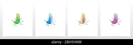 Logo lettre J pour nœuds de circuit numérique Illustration de Vecteur