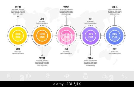 Infographies du cercle du modèle vectoriel. Concept commercial avec 5 options et pièces. Cinq étapes pour le graphique, les diagrammes, le diaporama. Chemin étape par étape Illustration de Vecteur