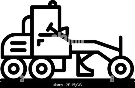 Icône d'équipement de la machine de niveleuse, style de contour Illustration de Vecteur