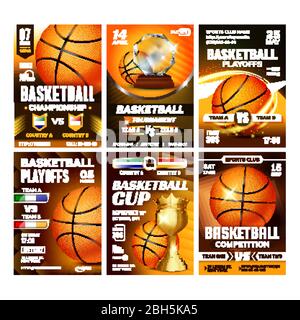 Affiches de la brochure de l'événement sportif de basket-ball définir le vecteur Illustration de Vecteur