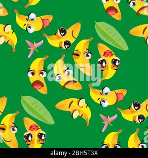 Cute cartoon avec motif transparent fruits emoji Illustration de Vecteur