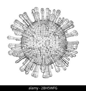 Modèle vectoriel de trame filaire d'un virus Illustration de Vecteur