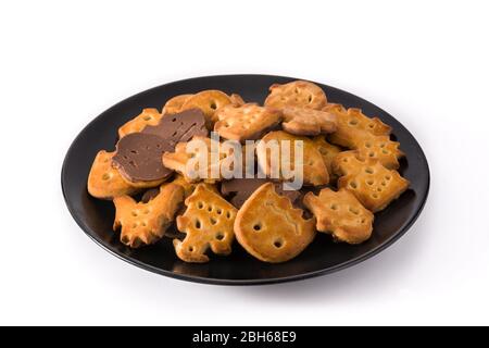 Cookies Halloween sur plaque noire isolés sur fond blanc Banque D'Images