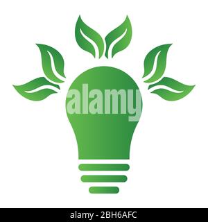 Concept écologique avec ampoule et feuilles. Symbole de l'icône d'économie d'énergie. Logo recyclage. Illustration vectorielle pour n'importe quelle conception. Illustration de Vecteur