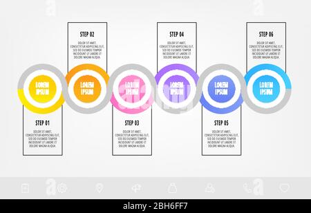 Modèle vectoriel infographie. cercle Concept d'affaires avec 6 options et étiquettes. Six étapes pour le contenu, graphique, schémas, diaporama Illustration de Vecteur