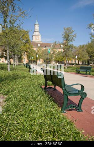 Denton, Texas 12 octobre 2008 : campus de l'Université du Nord du Texas, juste au nord de Dallas, montrant Onstead Plaza et Promenade en face du bâtiment administratif de Hurley. ©Bob Daemmrich Banque D'Images