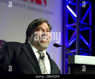 San Antonio, Texas Etats-Unis, 16 avril 2009: Steve Wozniak, légende des technologies, rappelant ses expériences qui ont grandi en Californie et co-fondé Apple Computers avec Steve Jobs dans les années 1980, parle devant une association professionnelle à San Antonio. ©Bob Daemmrich Banque D'Images