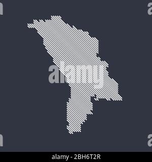 Carte de la diagonale simple stylisée de la Moldavie Illustration de Vecteur