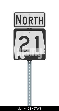 Illustration vectorielle du panneau de la route de l'Alabama State Highway sur un poste métallique Illustration de Vecteur