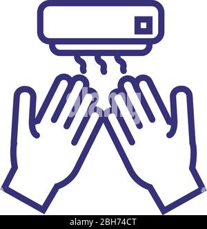 lavage des mains avec icône de style de ligne de sèche-linge Illustration de Vecteur