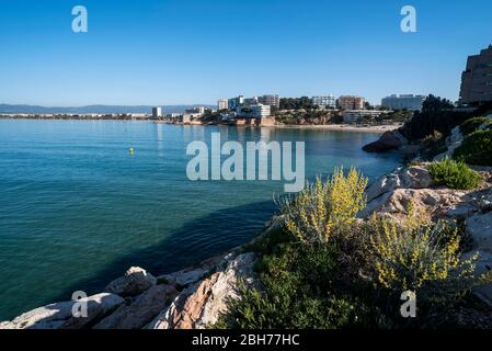 Platja dels Capellans, Camí de Ronda de Salou, Cap de Salou-El Roquer, Salou, Tarragonès, Tarragone, Catalogne Banque D'Images