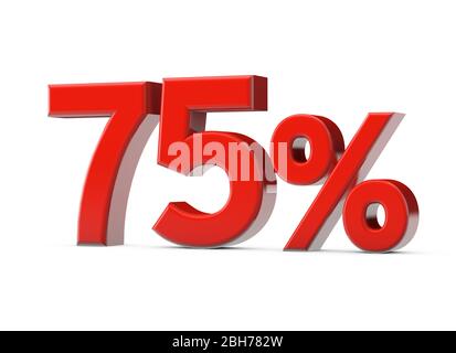 75 % de la vente promotionnelle rouge. Rendu tridimensionnel Banque D'Images