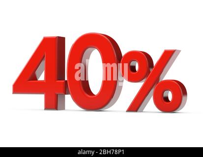 signe de vente promotionnelle rouge de 40 %. Rendu tridimensionnel Banque D'Images