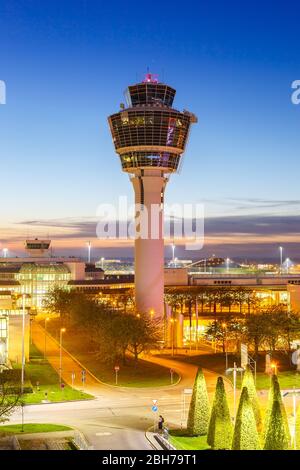 Munich, Allemagne – 26 octobre 2019 : Tour de l'aéroport de Munich (MUC) en Allemagne. Banque D'Images