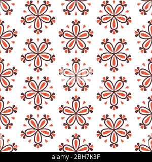 Motif fleuri abstrait coloré sans couture avec fleurs rouges sur fond blanc Illustration de Vecteur