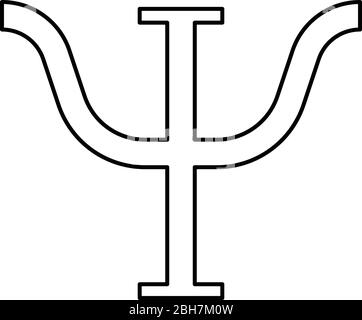 Psi symbole grec majuscule majuscule police majuscule icône contour noir illustration vectorielle couleur plate style simple image Illustration de Vecteur