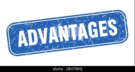 avantages timbre. avantages carré gris bleu signe Illustration de Vecteur