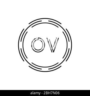 Modèle vectoriel de conception de logo OV de la lettre de monogramme initiale. Technologie numérique OV lettre logo Design Illustration de Vecteur