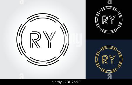 Première lettre RY logo Creative Typographie Vector Template. Design du logo Digital Abstract Letter RY Illustration de Vecteur