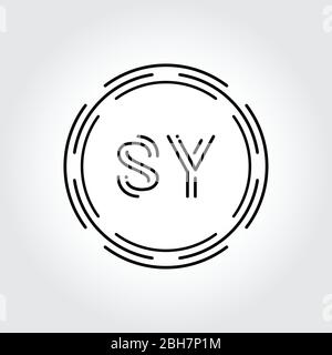 Modèle vectoriel de typographie créative avec logo SY initial. Illustration vectorielle du logo SY lettre abstraite numérique Illustration de Vecteur