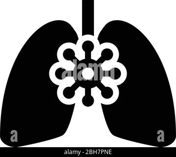 Coronavirus poumons endommagés virus Corona atack manger le concept de poumon Covid 19 infection tuberculose icône noir couleur vecteur illustration plate Illustration de Vecteur