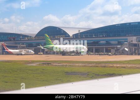 Aéroport international Supadio avec Citilink Airbus A320 et NAM Air ATR 72-600 Banque D'Images