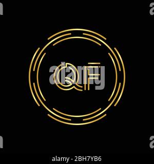 Modèle vectoriel de conception de logo QF lettre initiale. Design du logo QF du cercle abstrait numérique Illustration de Vecteur