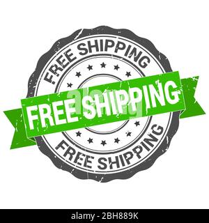 Expédition gratuite. Timbre. Autocollant. Joint. Grunge rond ruban vintage signe d'expédition gratuit. Affligé Illustration de Vecteur