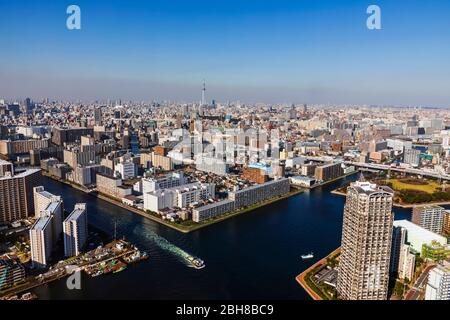 Le Japon, Honshu, Tokyo, Toyosu Salon Skyline Banque D'Images