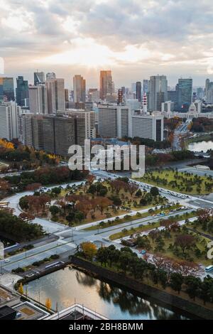 Le Japon, Honshu, Tokyo, Marunouchi et zone d'Hibiya Skyline Banque D'Images