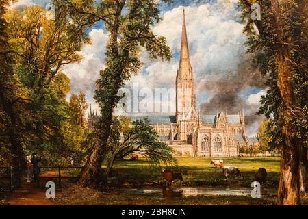 La peinture intitulée 'Salisbury Cathédrale du terrain" par John Constable daté 1823 Banque D'Images