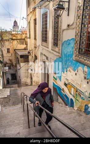 Argelia, Argel City, Alerg Kasbah, rue Banque D'Images