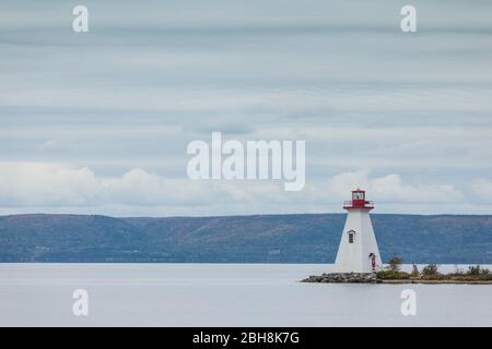 Le Canada, la Nouvelle-Écosse, Baddeck, phare de Baddeck Banque D'Images