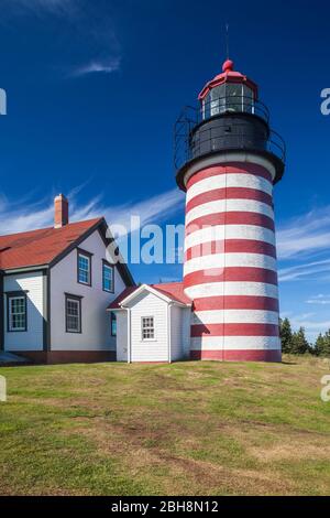 USA (Maine), Lubec, West Quoddy Head Lighthouse Llight Banque D'Images
