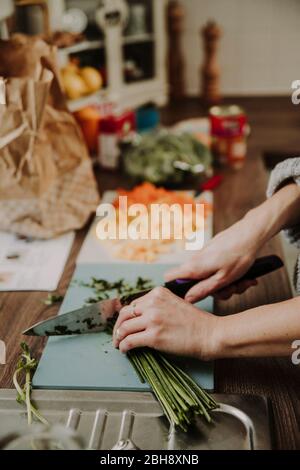 Femme cuisine Banque D'Images