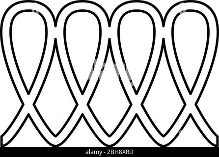 Cuisson par induction spirale symbole de chaleur électrique type surfaces de cuisson signe ustensile panneau de destination icône contour noir illustration vectorielle Illustration de Vecteur